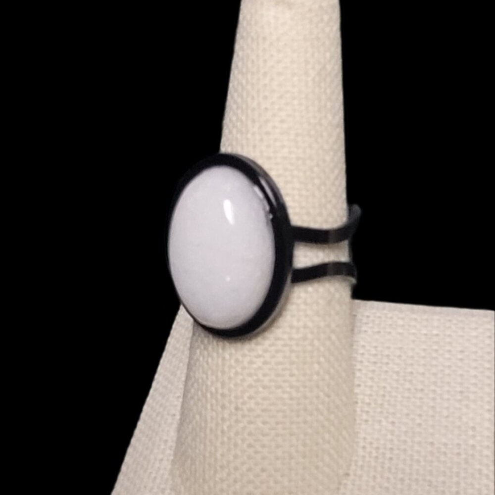 Opal Stone Ring on Black Bezel Base NWT Handmade